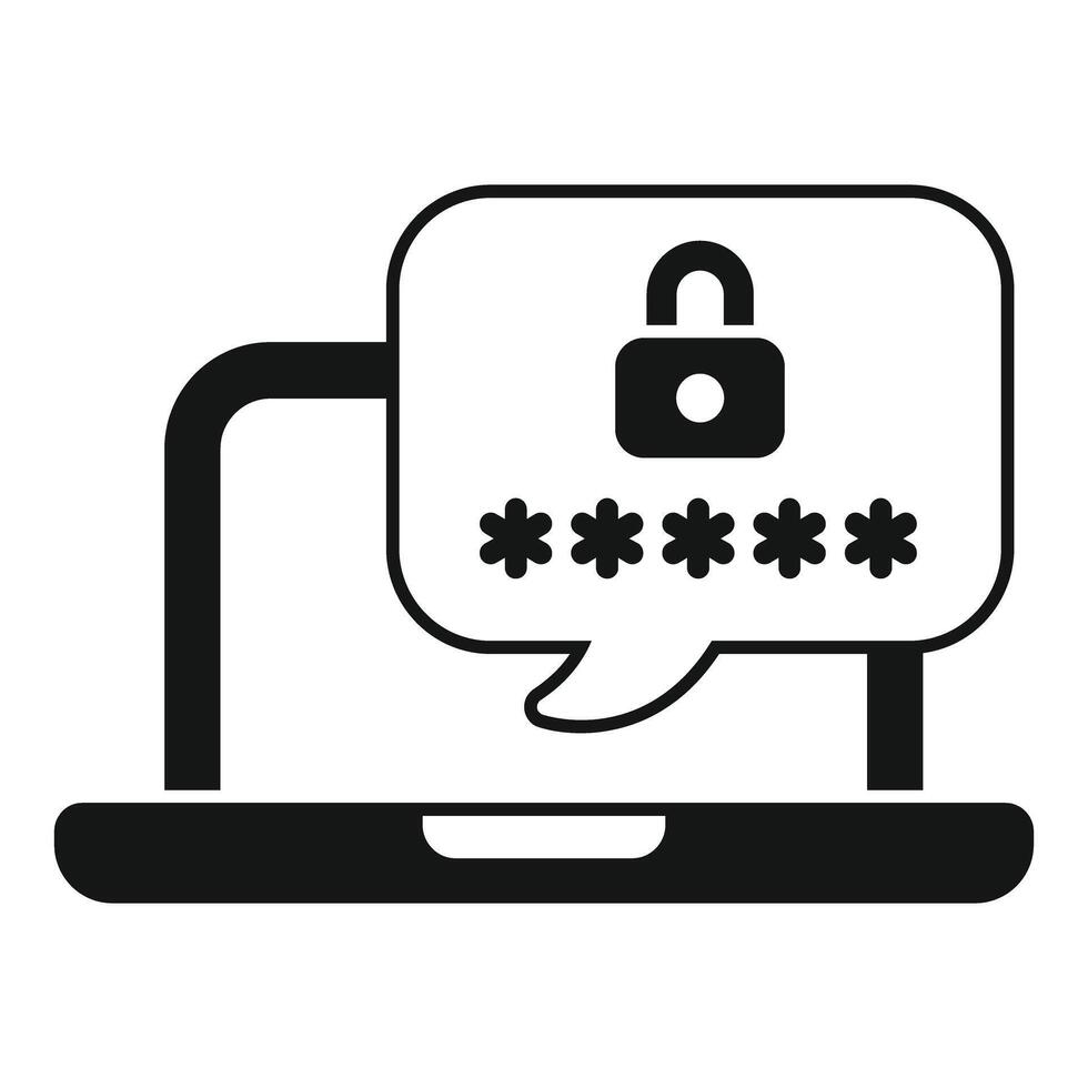 Laptop showing password protection with lock icon in speech bubble vector