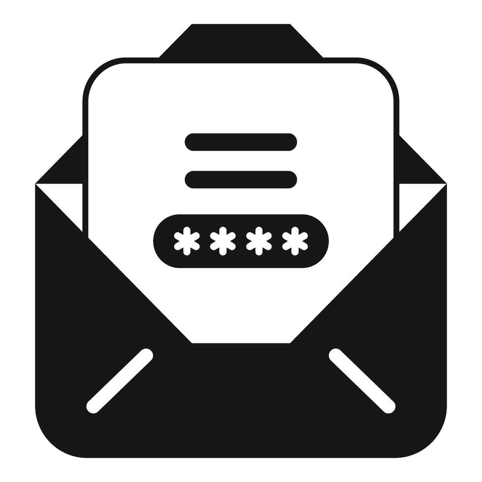 Open mail enveloppe containing password protected document icon vector