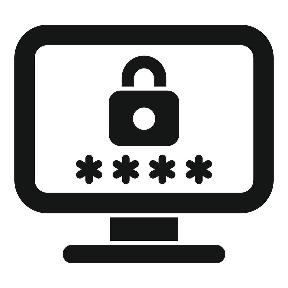 Computer screen displaying password protected access with padlock icon vector