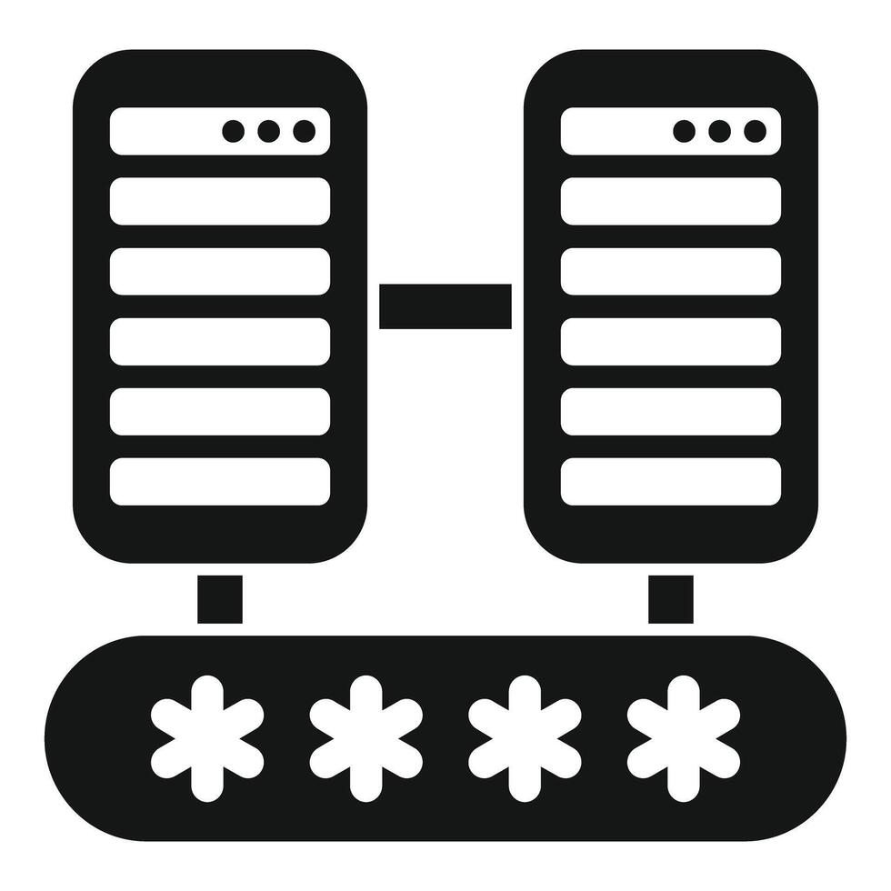 Data server password protection icon representing secure data storage and network security vector