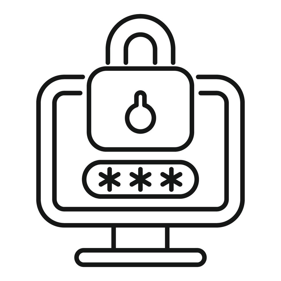 Computer security system showing password protection with padlock vector