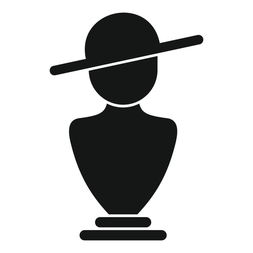 Black mannequin head with a hat wearing icon simple style vector