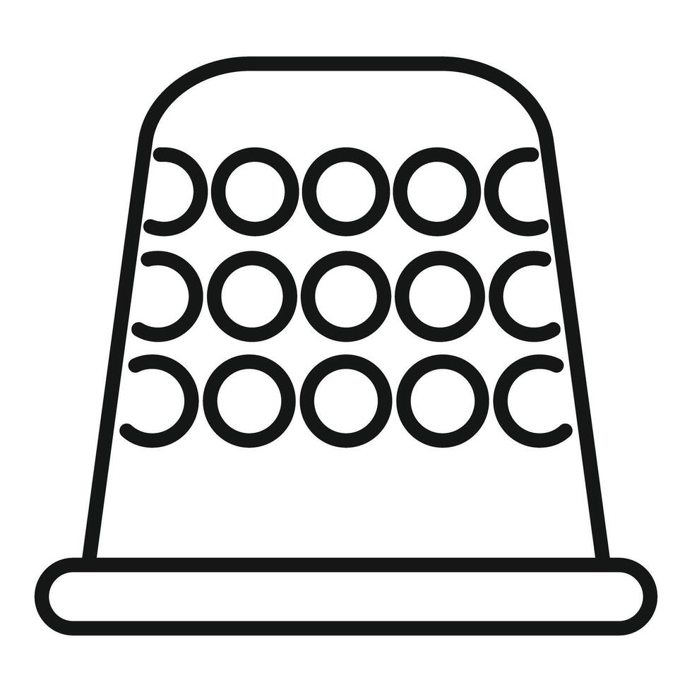 Metal thimble with dimples for sewing showing protection icon vector