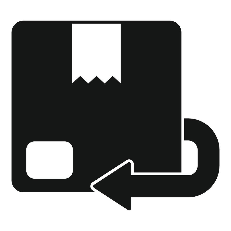 Return parcel with arrow sign representing returning process vector