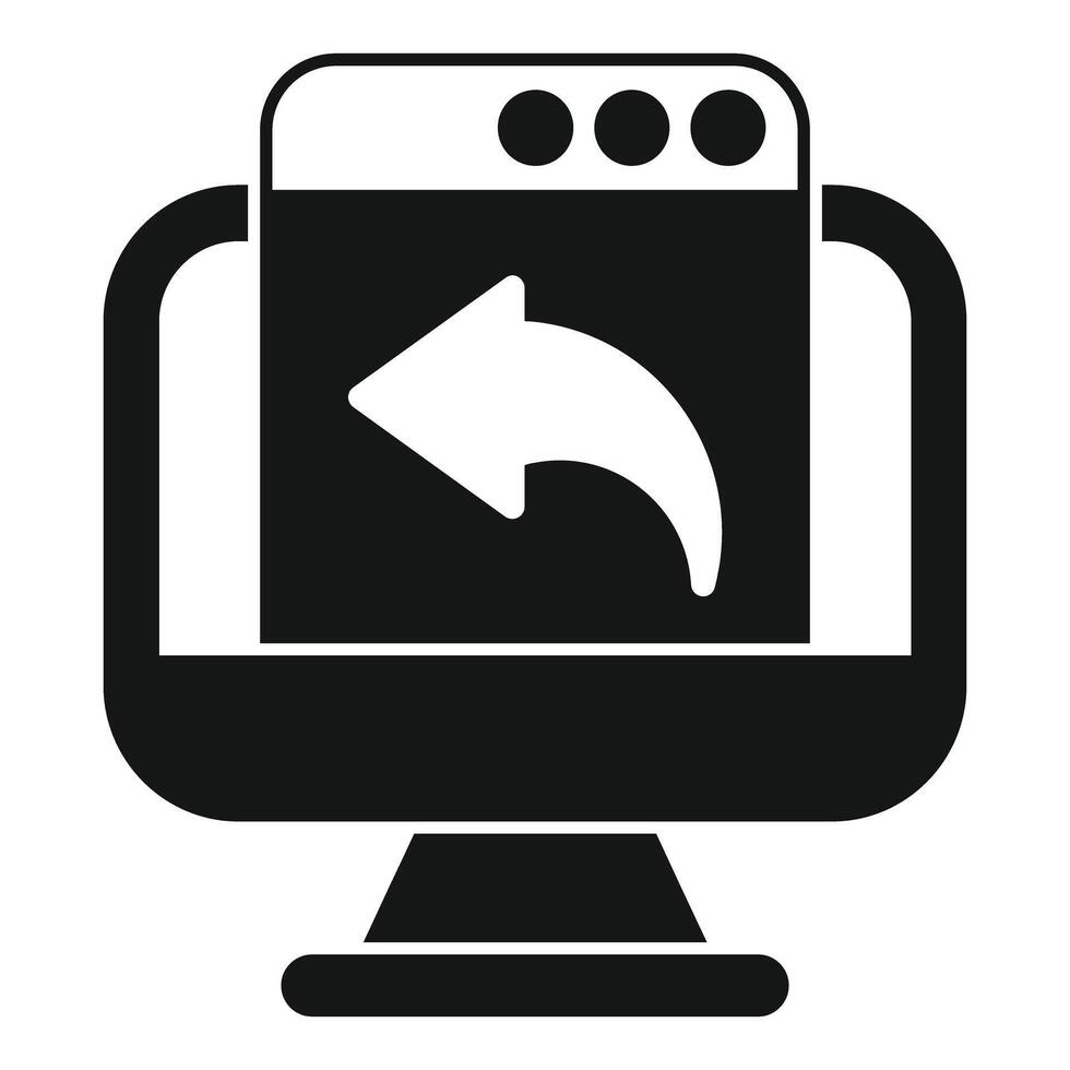 Computer showing back arrow icon for website or app vector