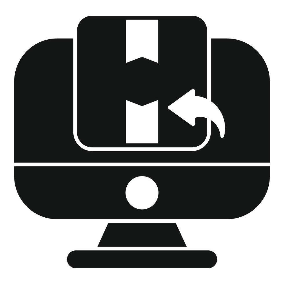 Online return process with box and computer icon vector