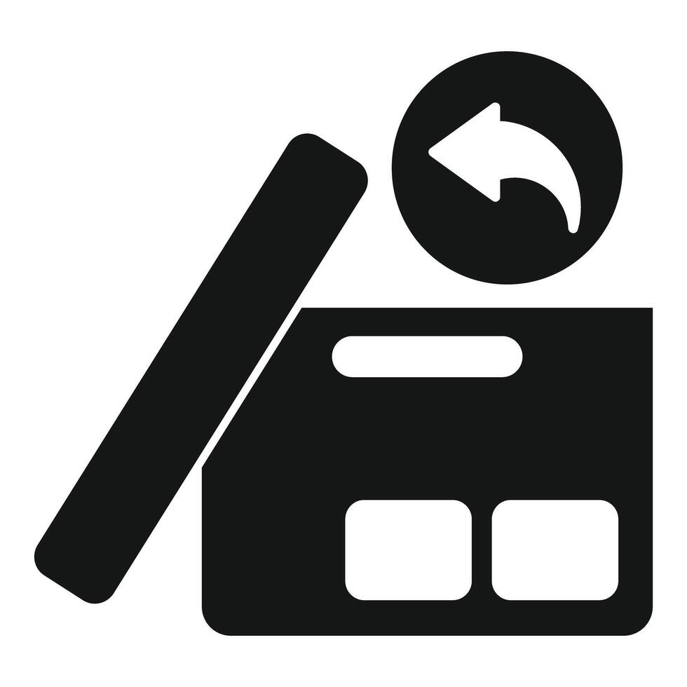 Open box with returned product icon, simple style vector