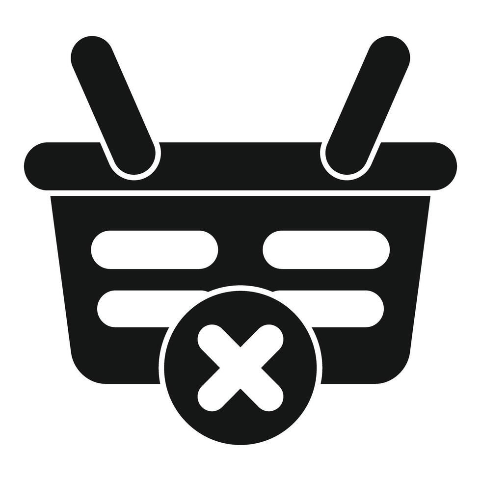 Shopping basket with delete sign indicating purchase cancellation vector