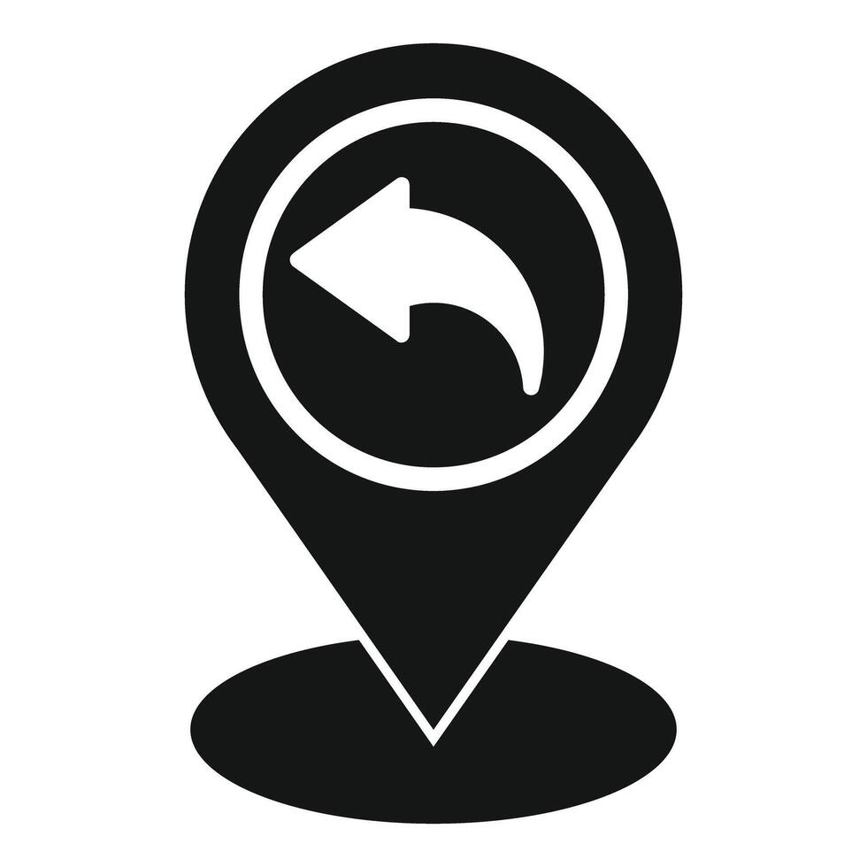 Black gps pointer with undo arrow icon vector