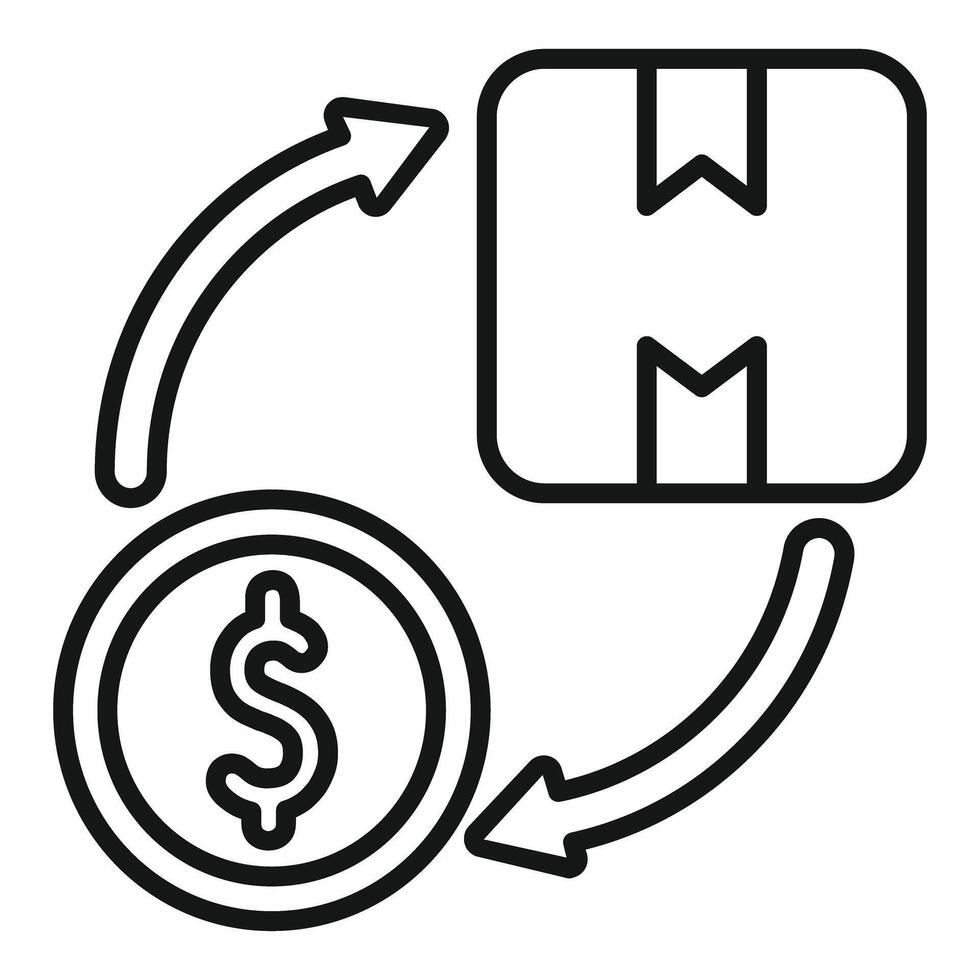 Money circulation concept with cardboard box and dollar coin rotating with arrows vector