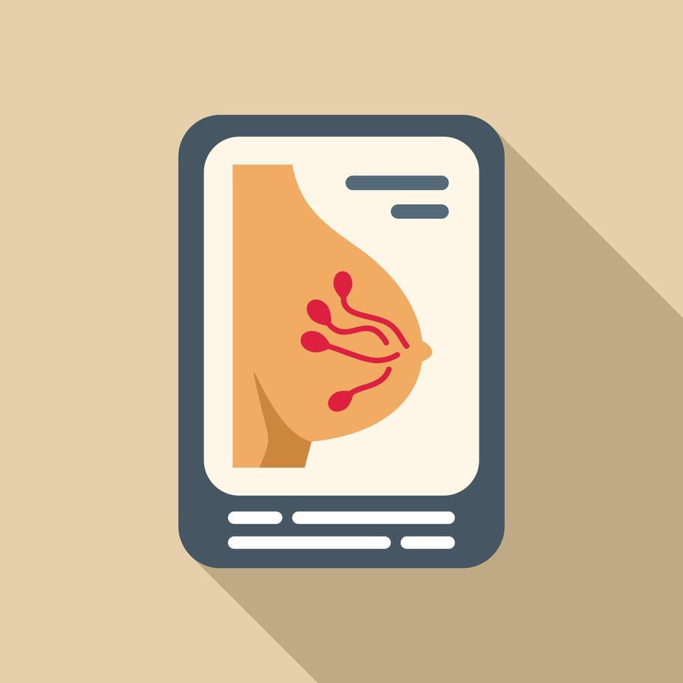 Mammogram showing female breast anatomy on tablet screen vector
