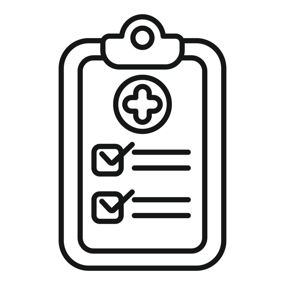 Medical clipboard showing checkup list with cross symbol vector