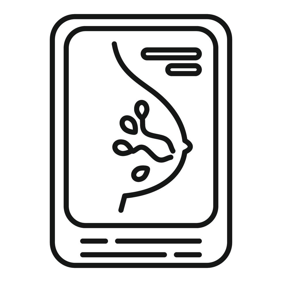 Mammography scan showing breast and lymph nodes icon outline style vector
