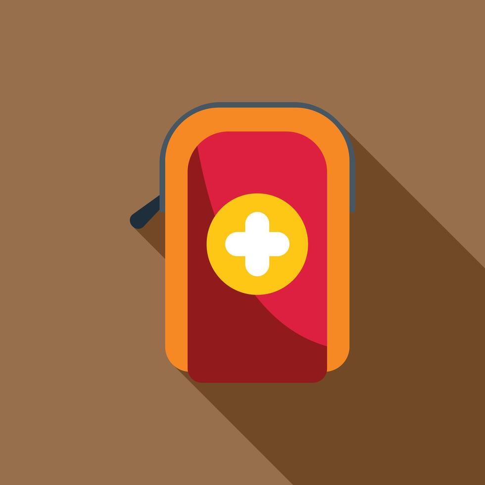 First aid kit closed lying on its side with long shadow vector