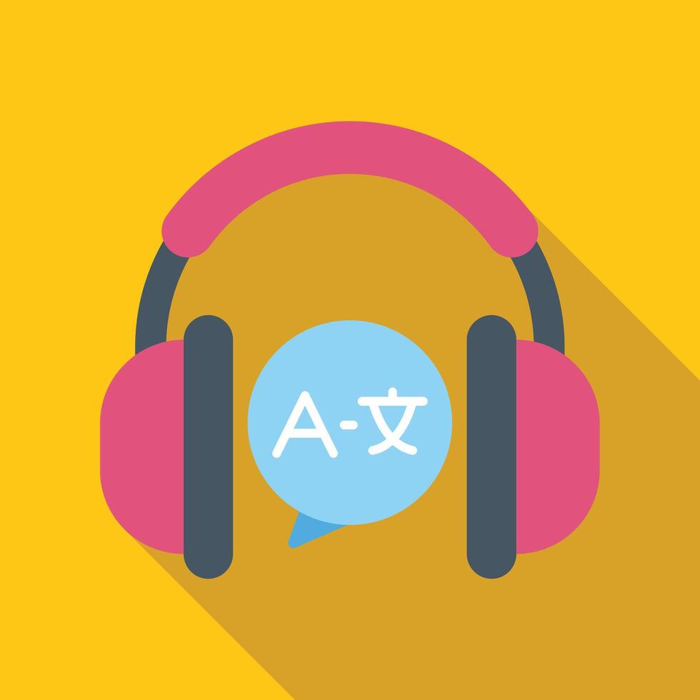 Language learning concept with headphones and speech bubble vector