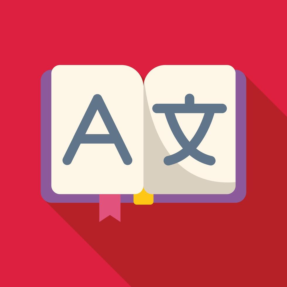 Open dictionary showing english and chinese letters for translation vector