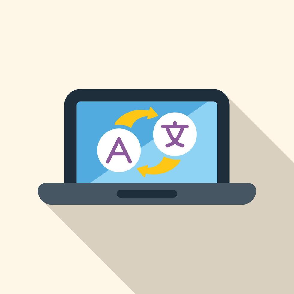 Laptop translating from latin alphabet to chinese characters vector