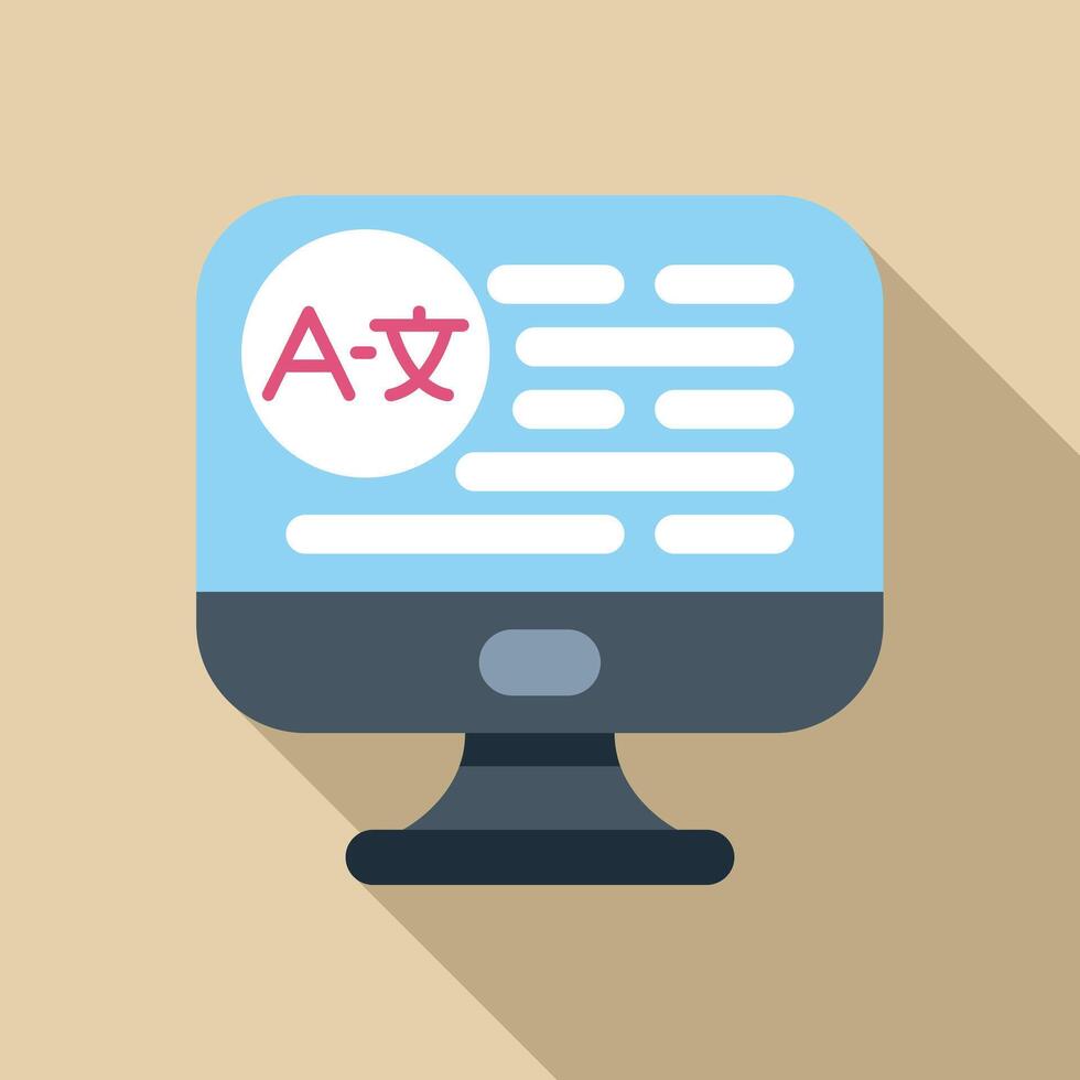 Online language translator software translating text on computer screen vector