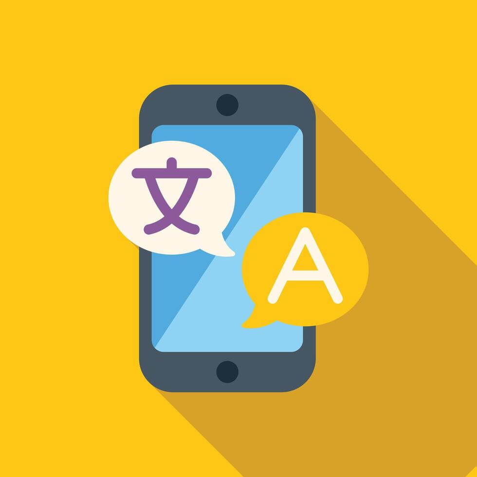 Smartphone translating chinese and english representing global communication vector