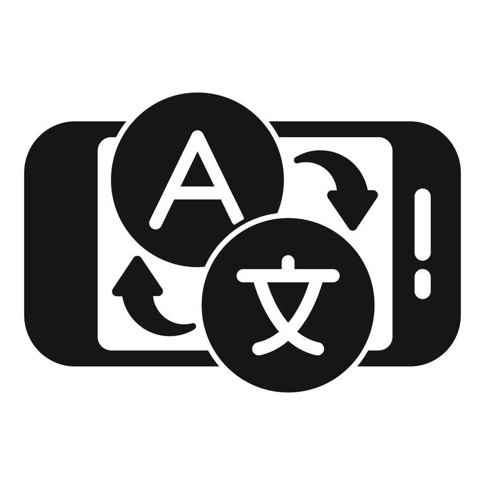 Smartphone translating different languages icon glyph style vector