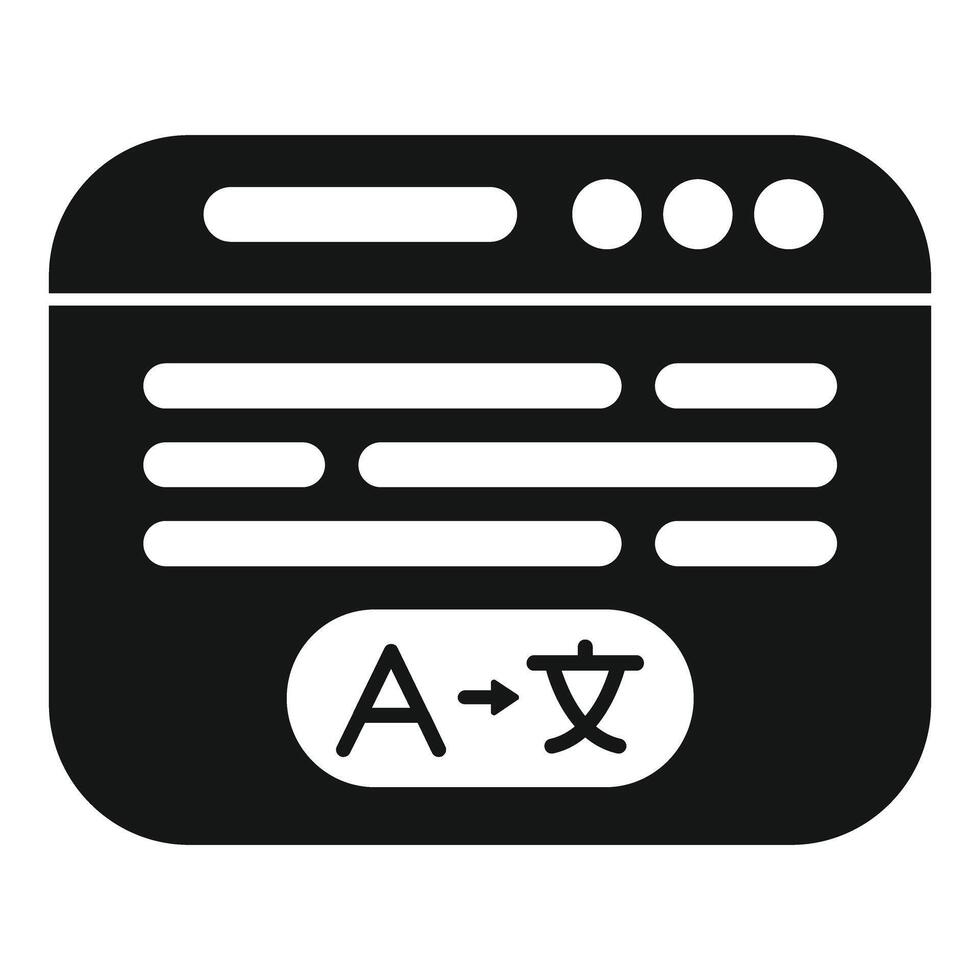 Online translation website page displaying text translation from english to chinese vector