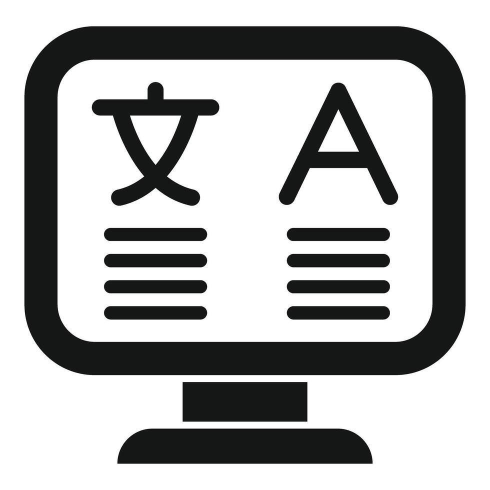 Computer screen displaying language translation icon vector