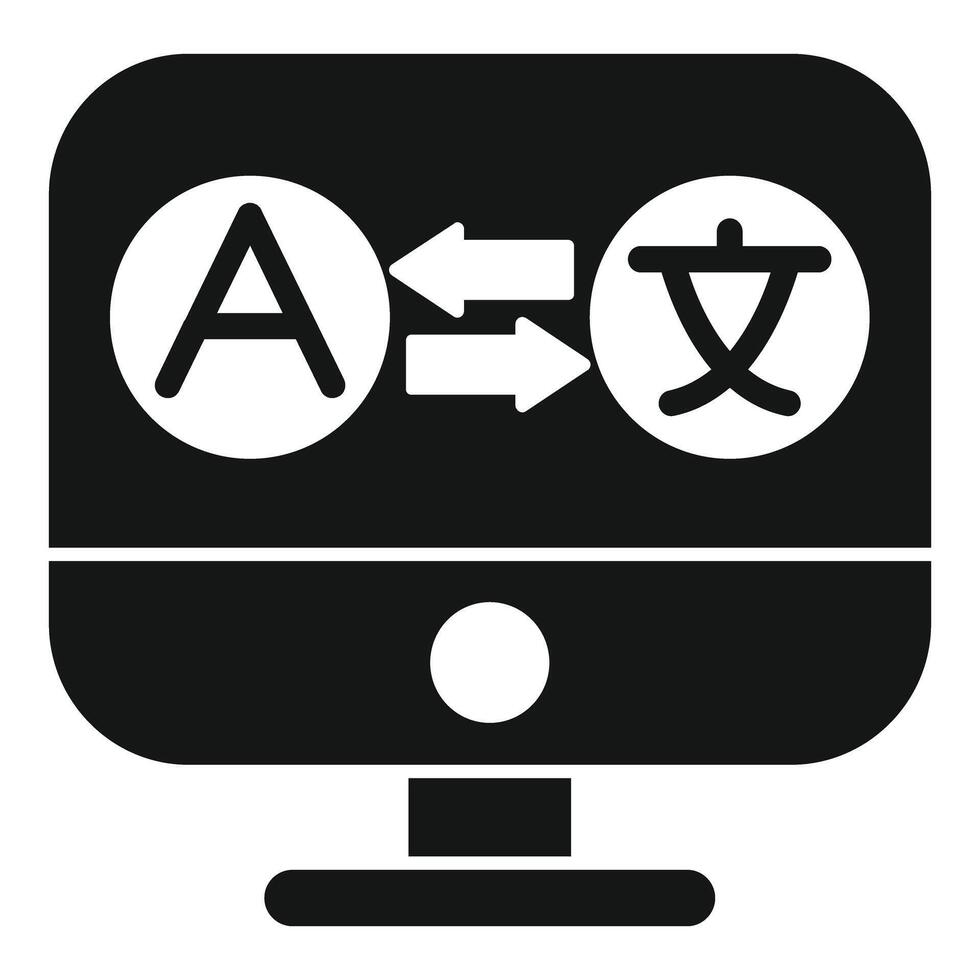 Computer translating languages using software for different letters vector