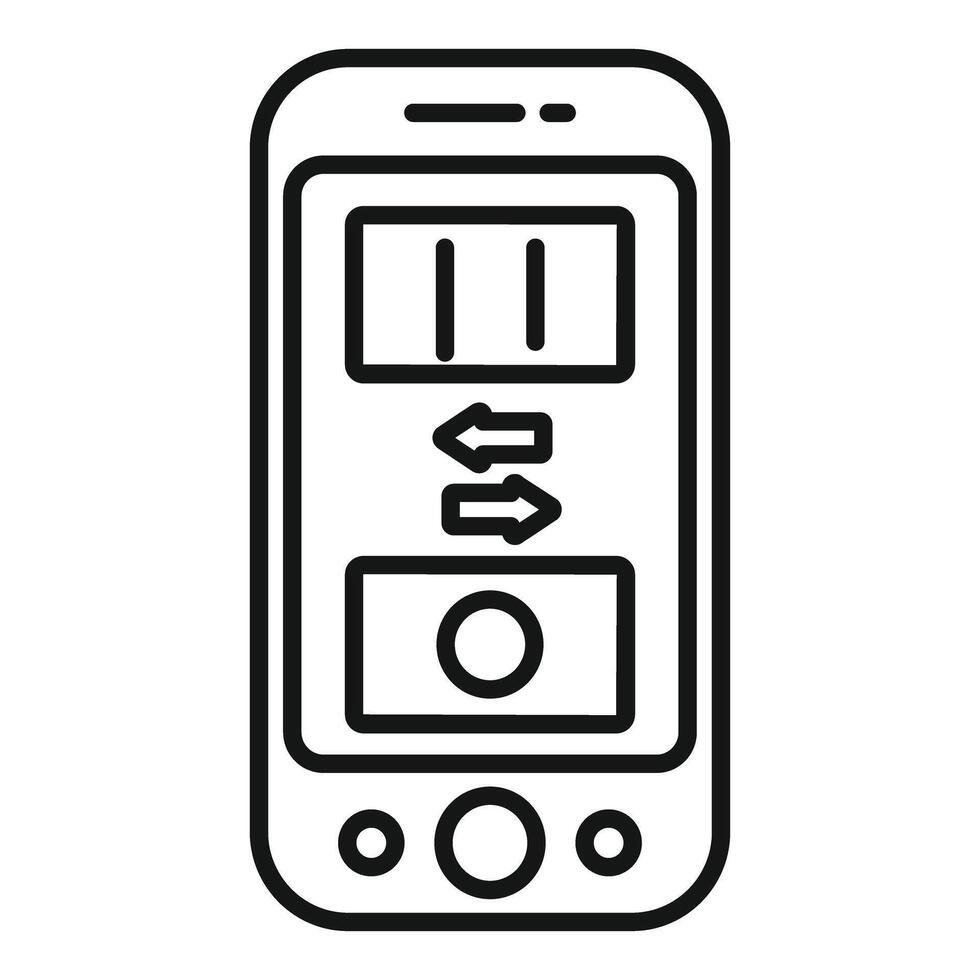 Smartphone recording audio message with play and rewind buttons icon vector