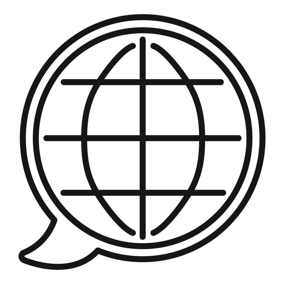Planet earth globe speech bubble icon representing global communication vector