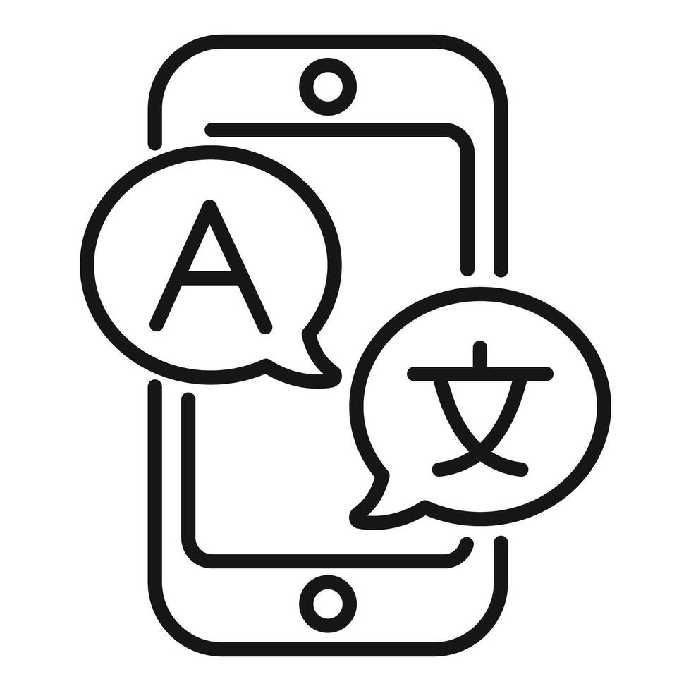 Smartphone showing speech bubbles with different alphabets for language translation app vector