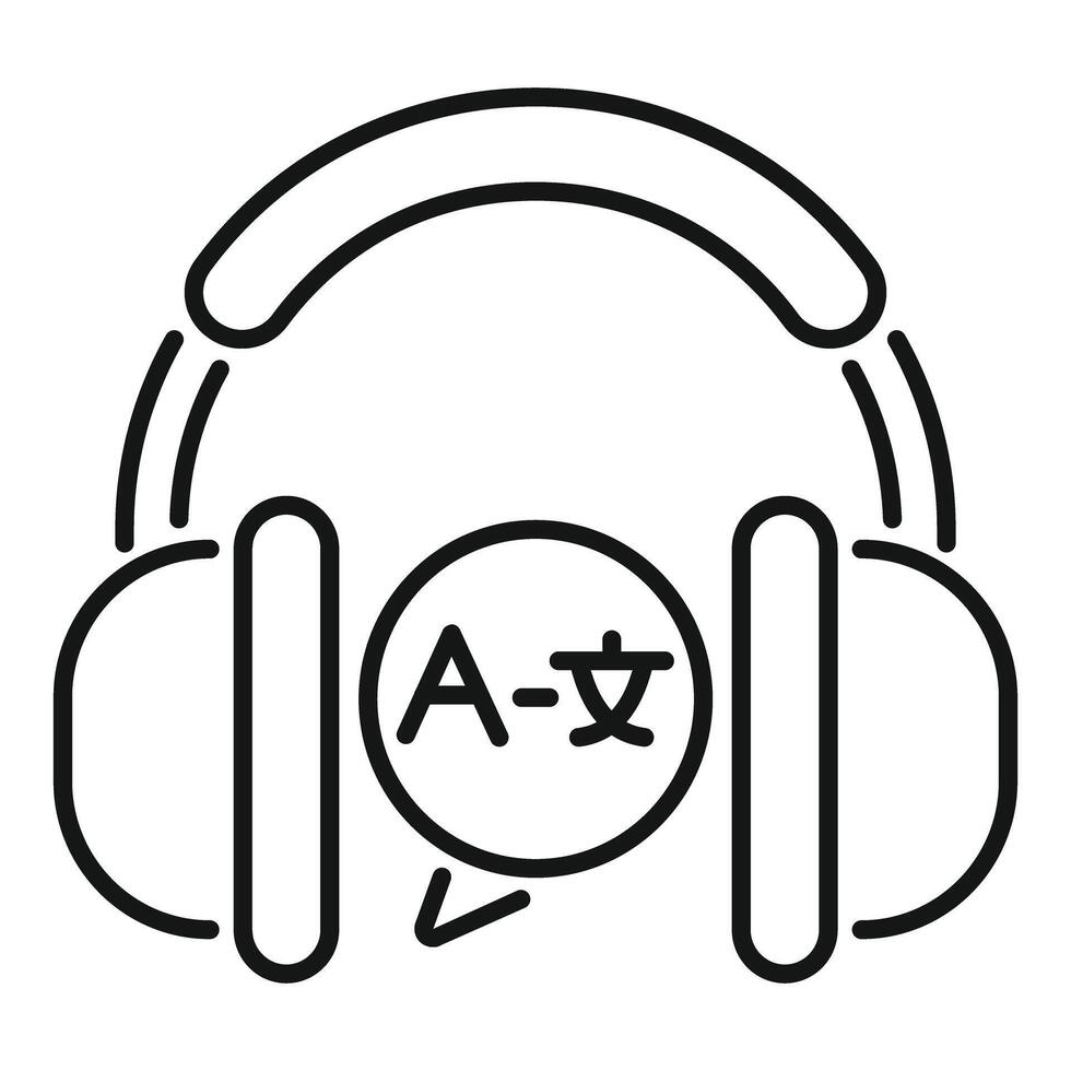 Headphones translating languages with audio wave icon vector