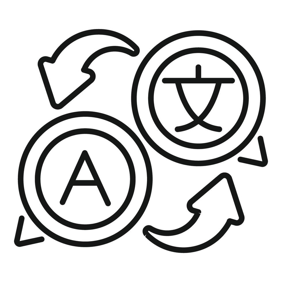 Language exchange concept with arrows translating from one language to another vector