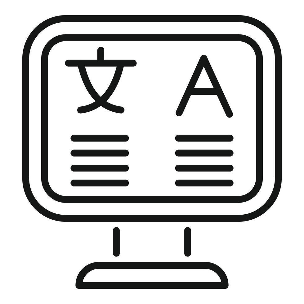 Computer screen displaying language translation icon vector