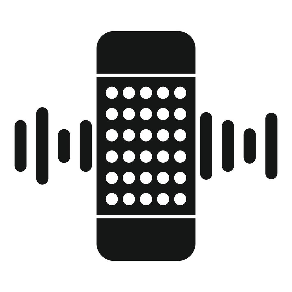 Smart speaker voice assistant generating sound waves icon vector