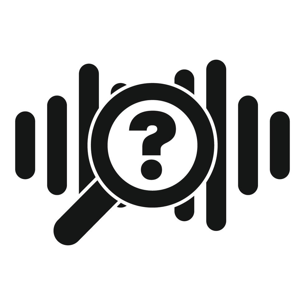 Magnifying glass analyzing sound wave with question mark symbol vector