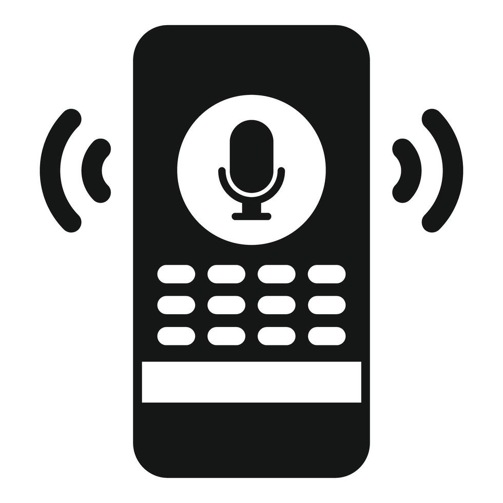 Smartphone recording voice message with microphone icon glyph icon vector