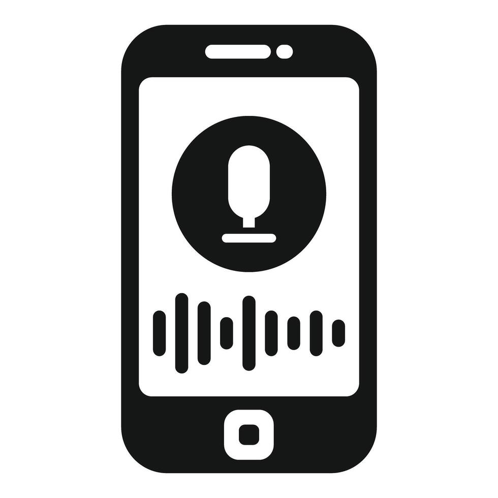 Smartphone recording audio message with sound wave icon vector