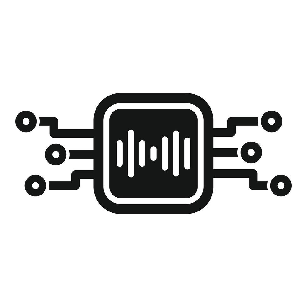 Digital signal processing icon showing soundwave on circuit board vector