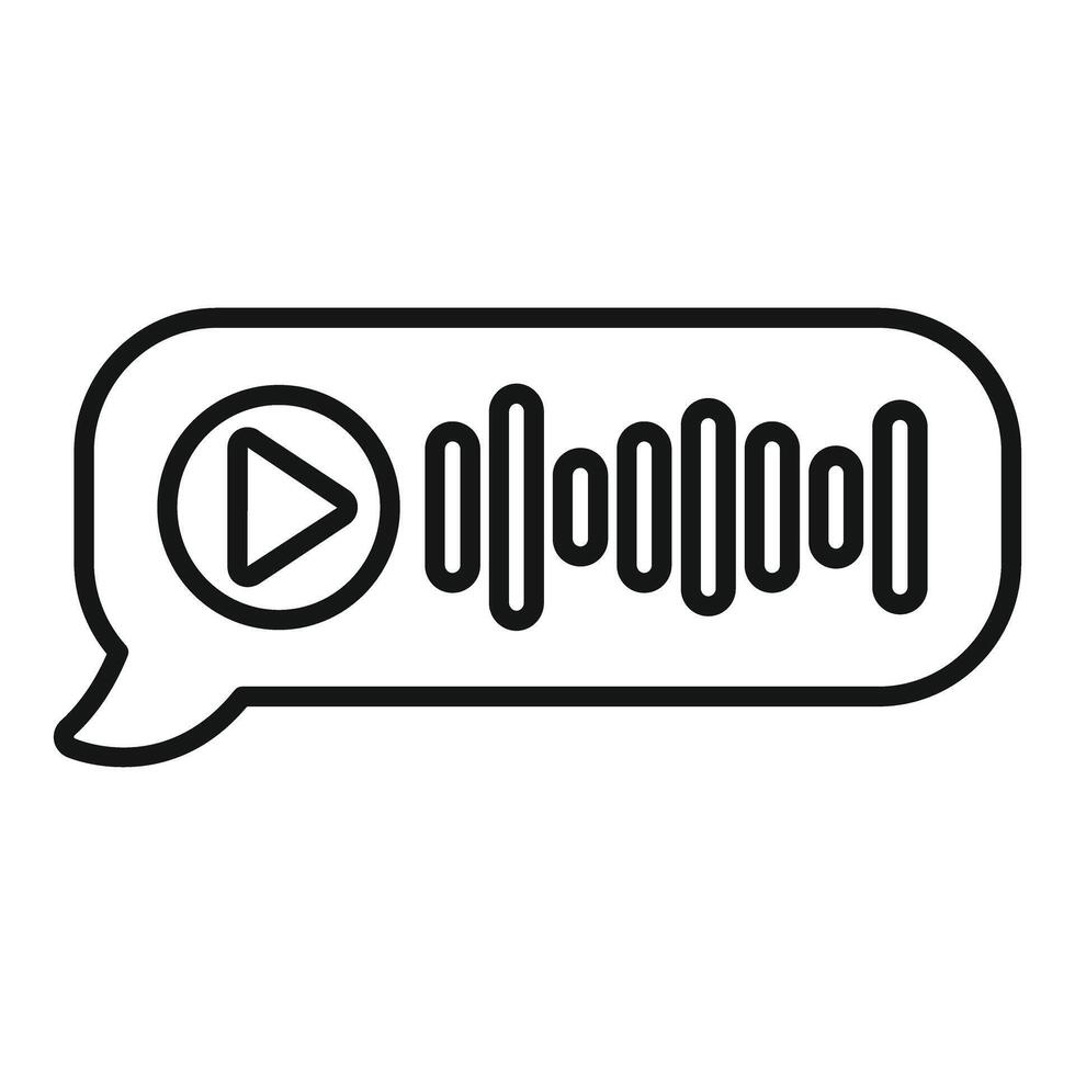 Speech bubble icon with play button and sound wave sign vector