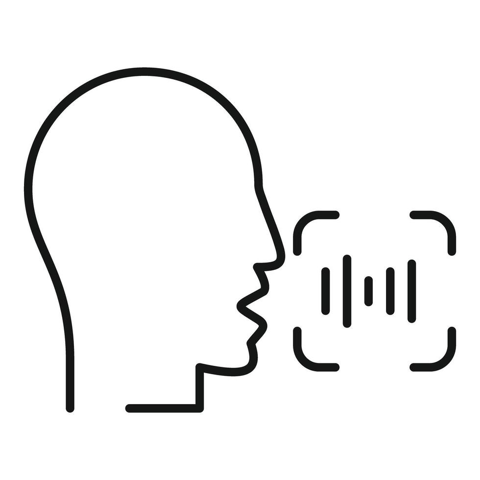 Human head profile talking with sound wave icon line style vector