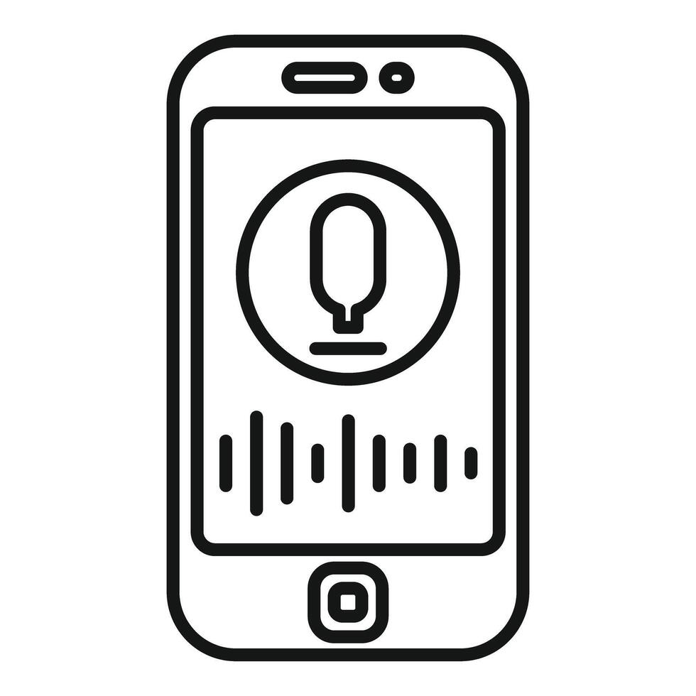 Smartphone recording audio with microphone icon displaying sound waves vector