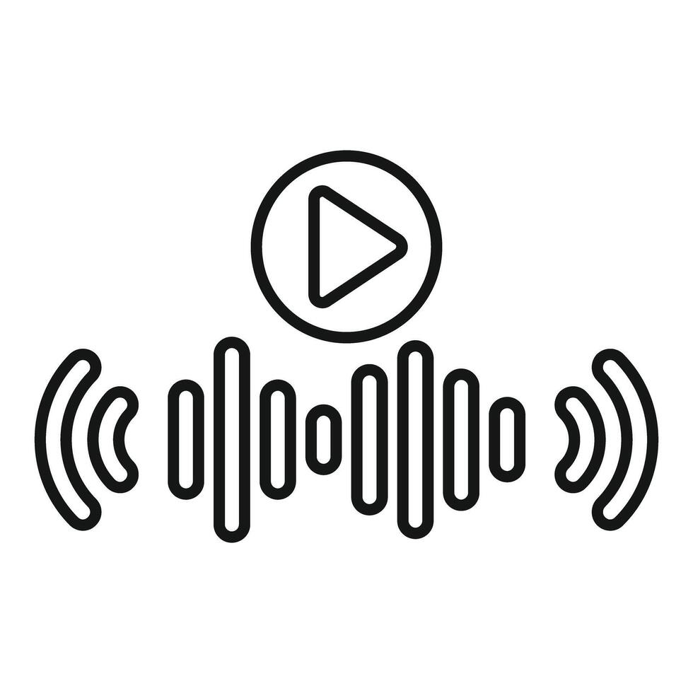 Audio wave playing with play button icon showing streaming service vector