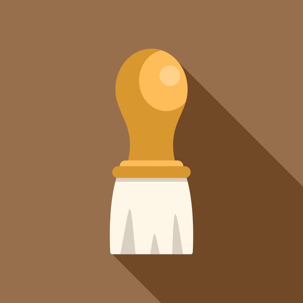 Shaving brush casting long shadow on brown background vector