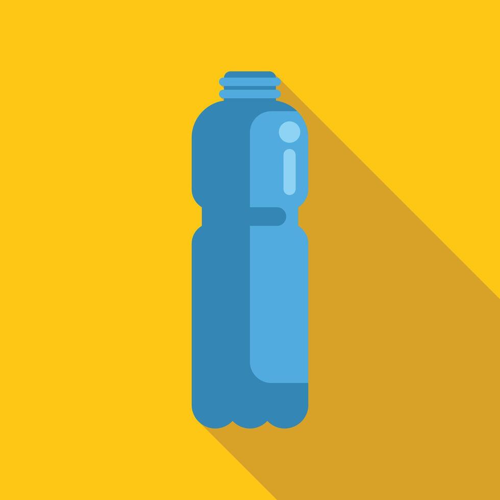 Blue plastic bottle casting shadow on yellow background vector