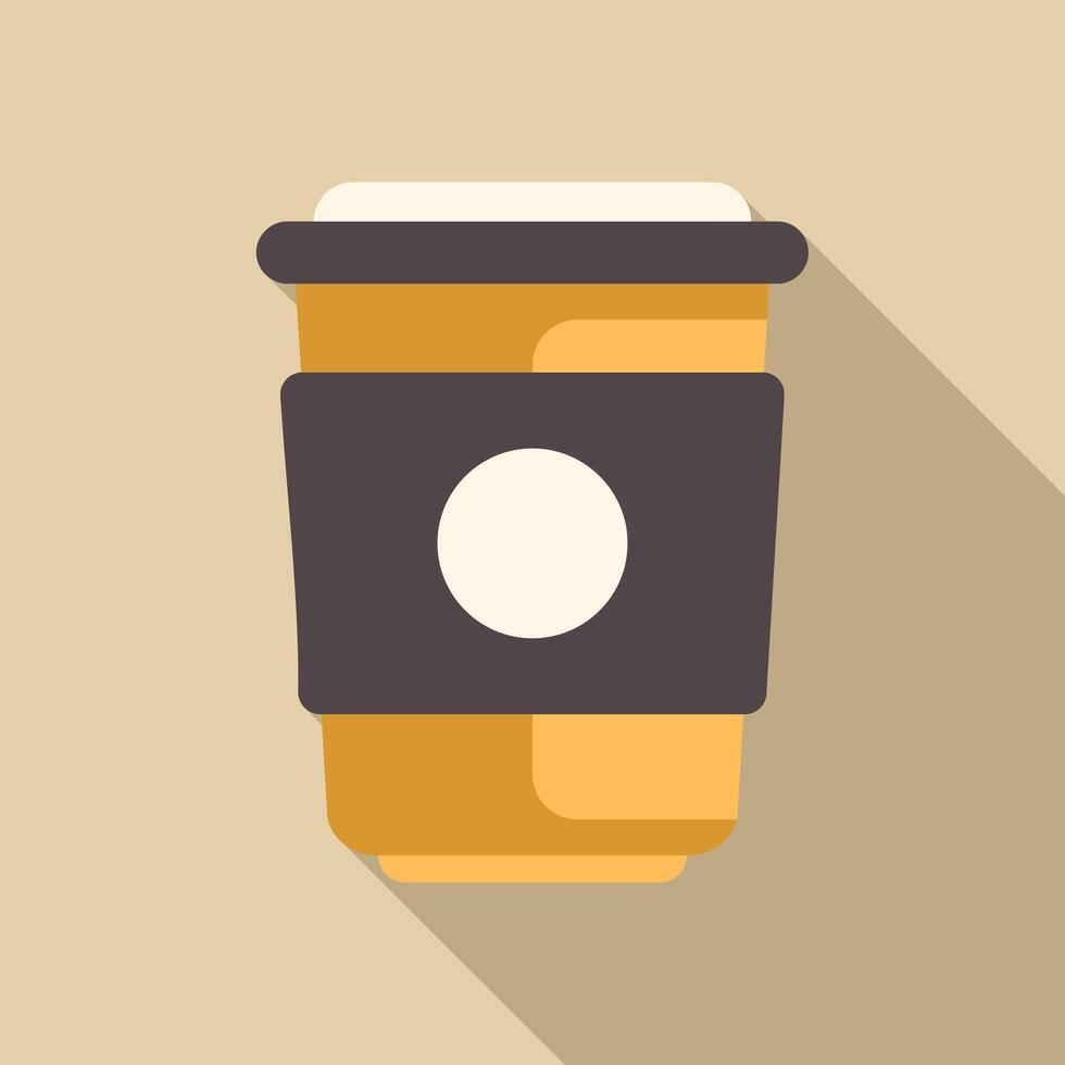 Takeaway paper coffee cup with sleeve casting long shadow vector