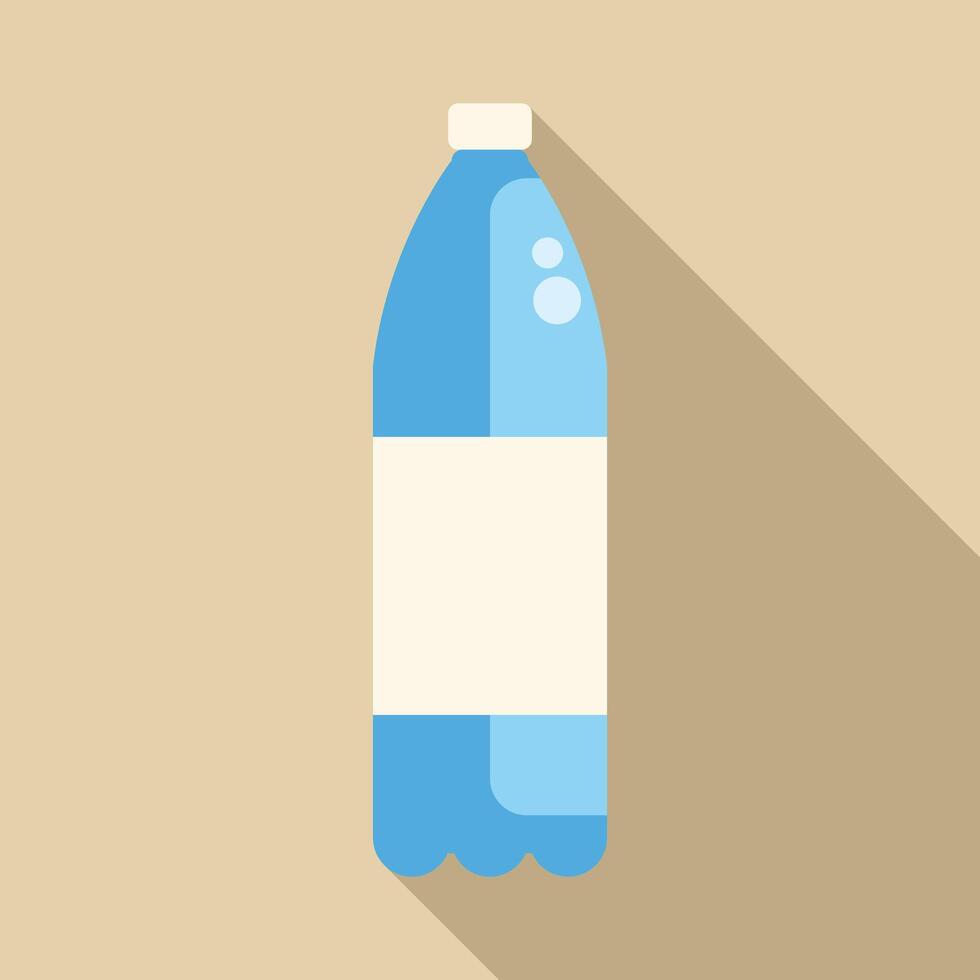 Blue plastic water bottle with blank label casting shadow vector