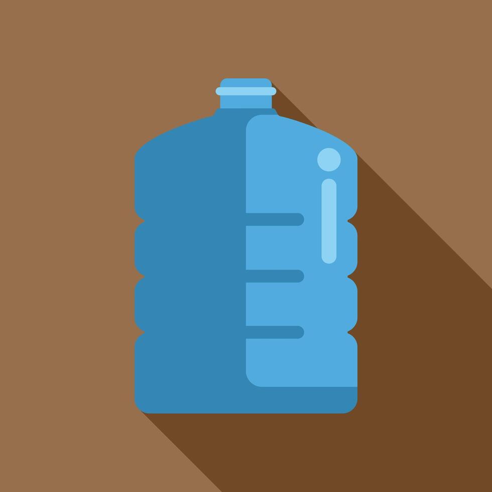 Big plastic water bottle with long shadow on brown background vector