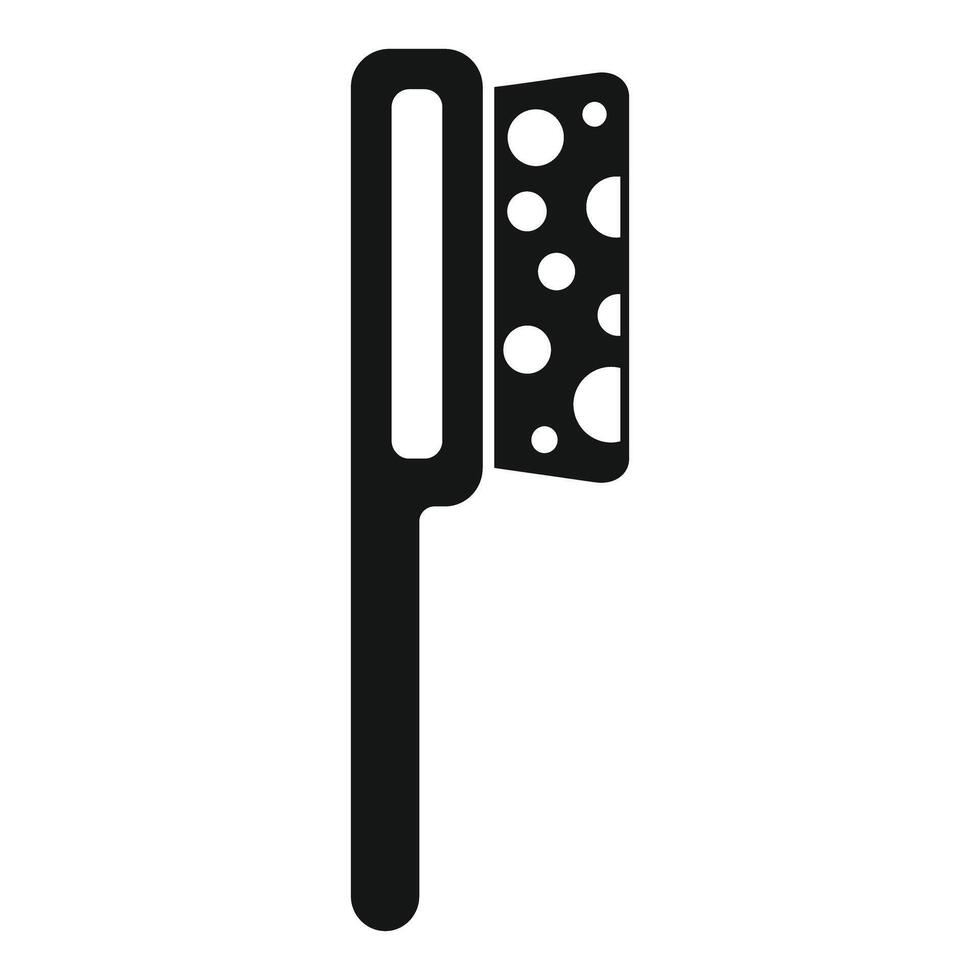 Interdental brush cleaning teeth using simple glyph icon design vector