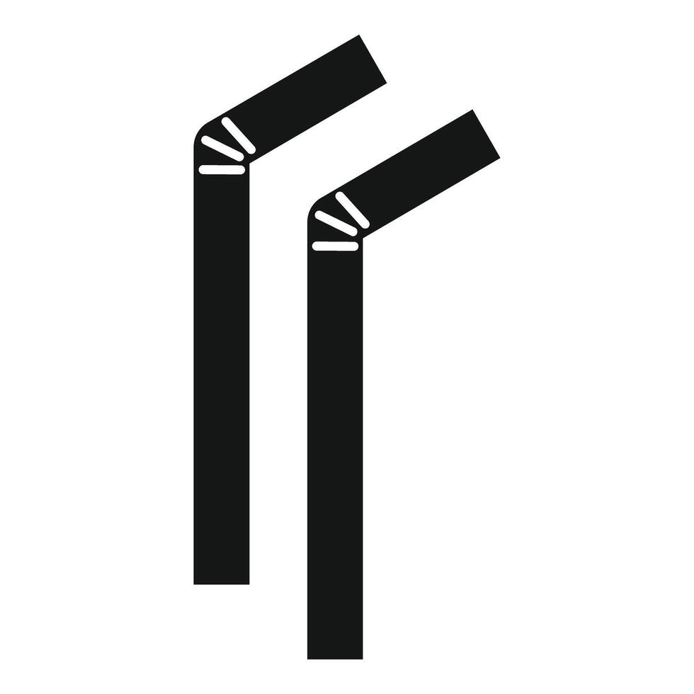 Two black drinking straws bending to the right icon vector