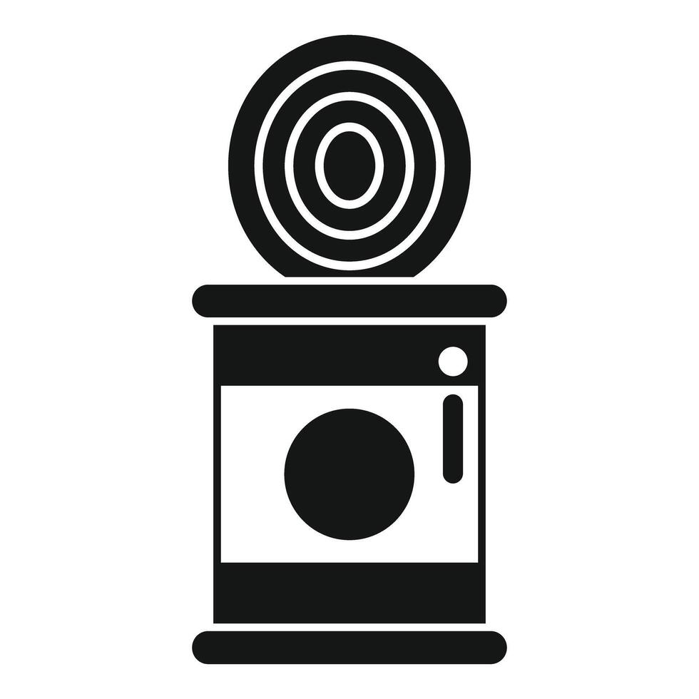 Open tin can with canned food icon, simple style vector